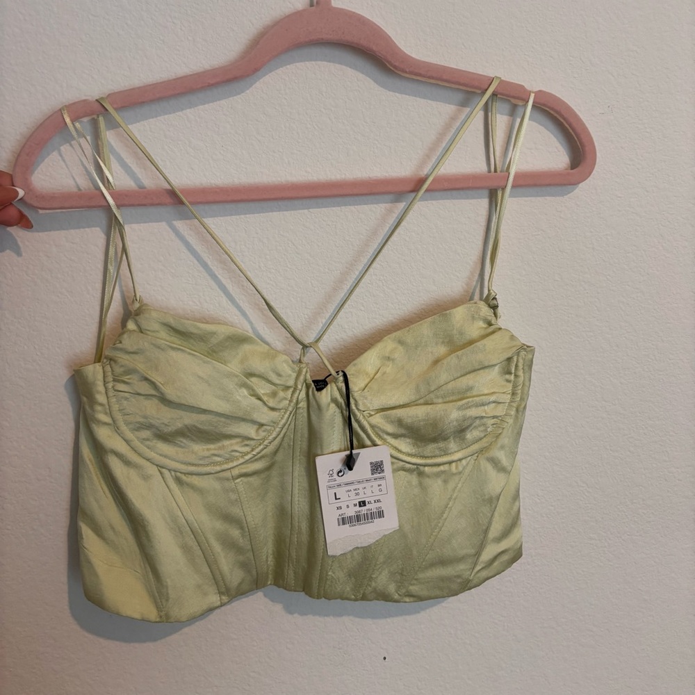 Zara Strappy Light Green Bustier Top